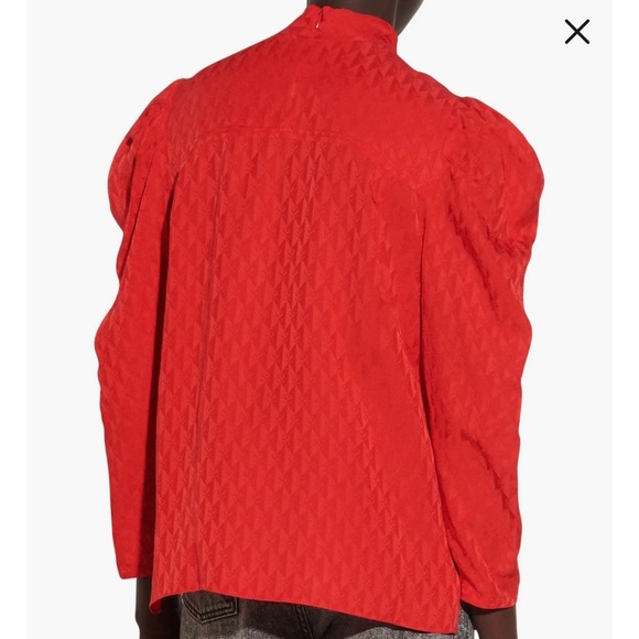 Sandro Tie Neck Satin Jacquard Blouse - Picture 7 of 7